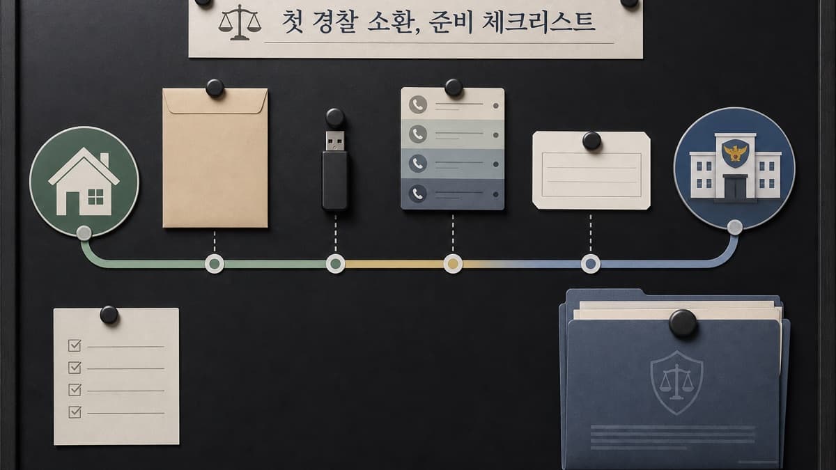 경찰 출석 요구 후 첫 조사 전 준비할 혐의 확인과 증거 정리 체크리스트 이미지